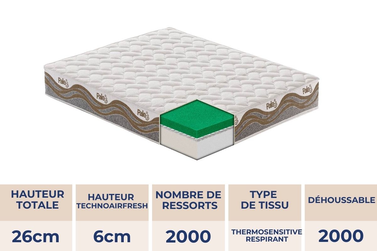 PALE GOLD MATELAS RESSORT TECHNOAIRFRESH MED